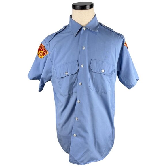 Vintage South Euclid Fire Department 60's Short Sleeve Button Shirt XL Blue - Picture 1 of 10